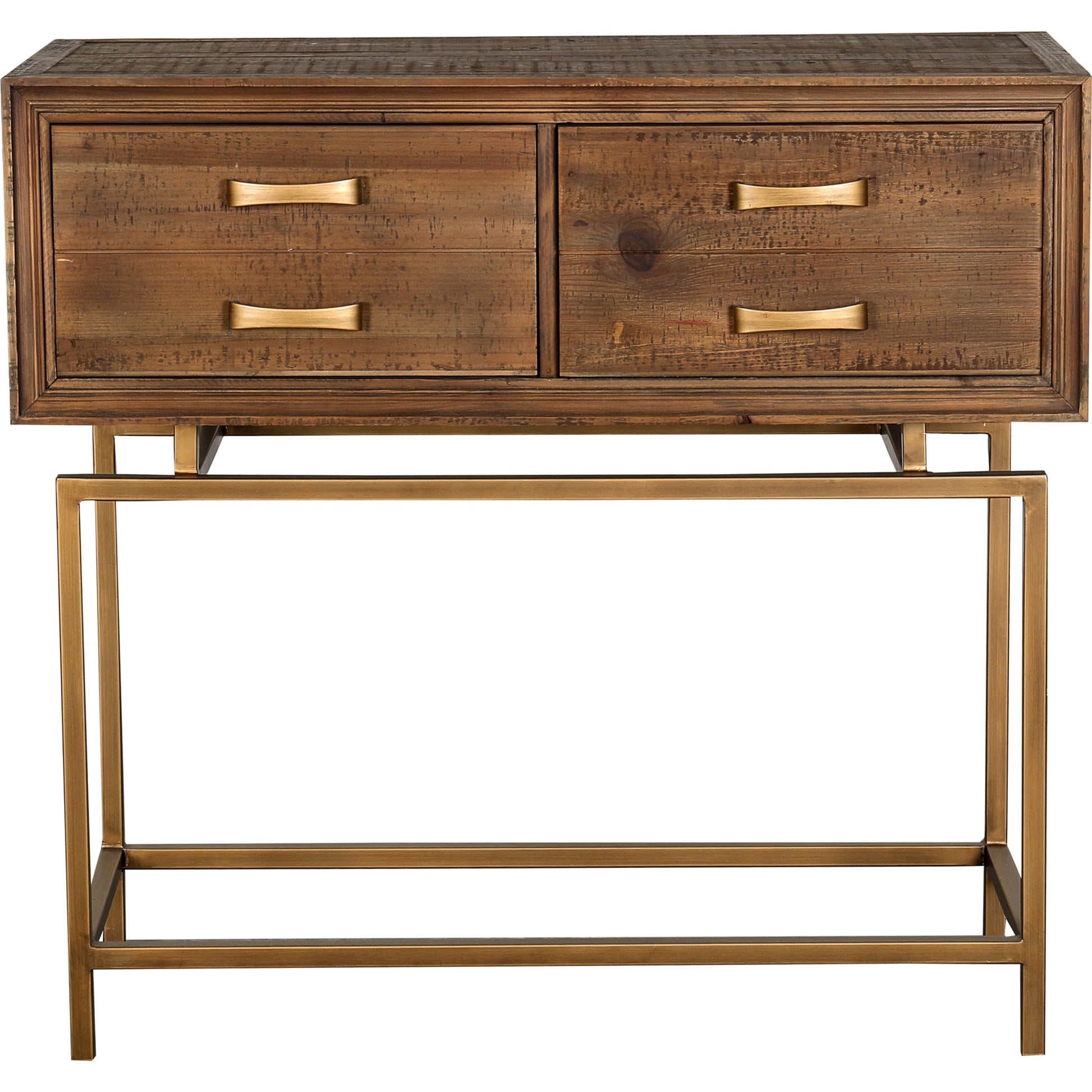 Aristocrat Console Table by Moe's Home Collection in natural and honey brown. Made from reclaimed fir wood, metal in a modern style.