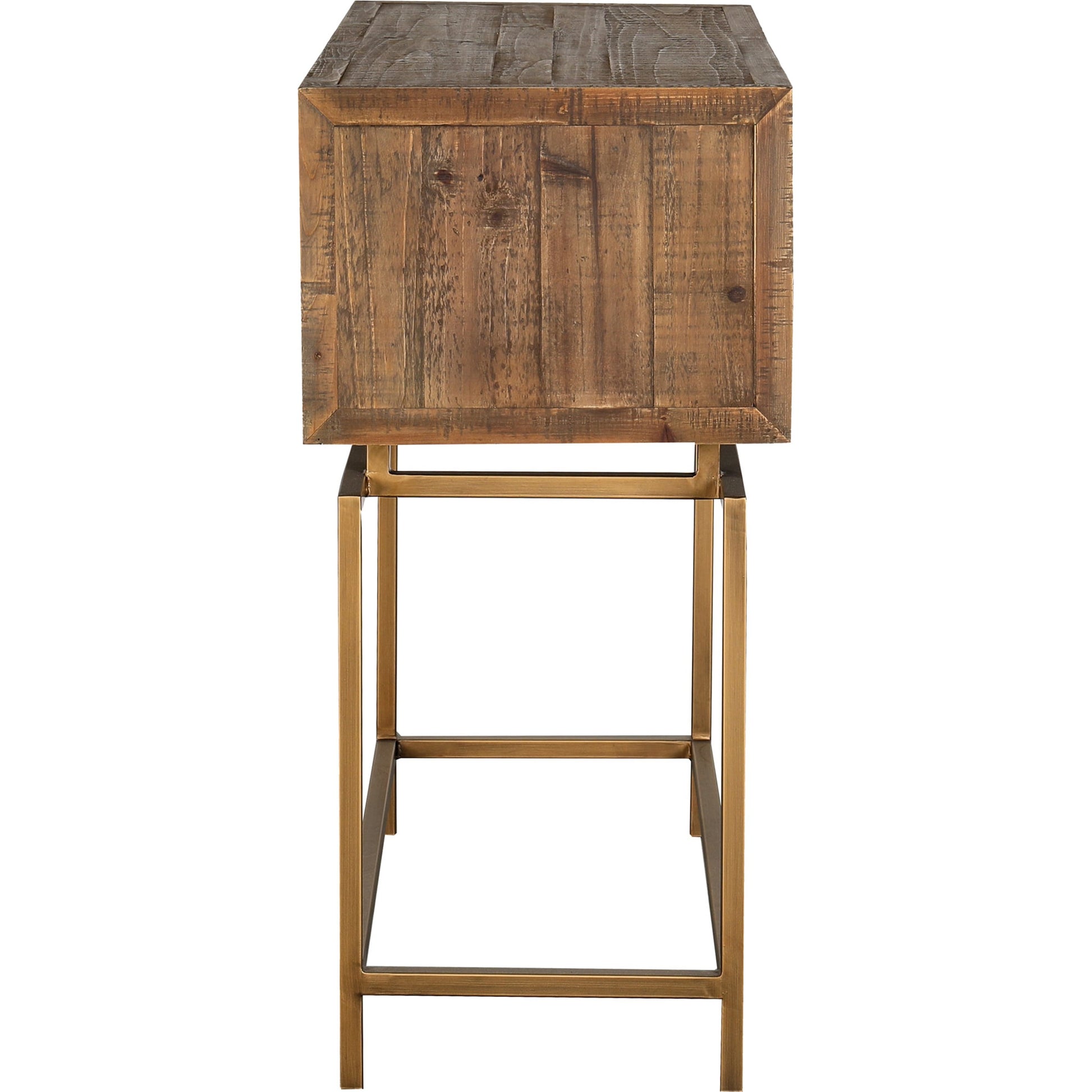 Aristocrat Console Table by Moe's Home Collection in natural and honey brown. Made from reclaimed fir wood, metal in a modern style.