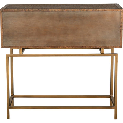 Aristocrat Console Table by Moe's Home Collection in natural and honey brown. Made from reclaimed fir wood, metal in a modern style.