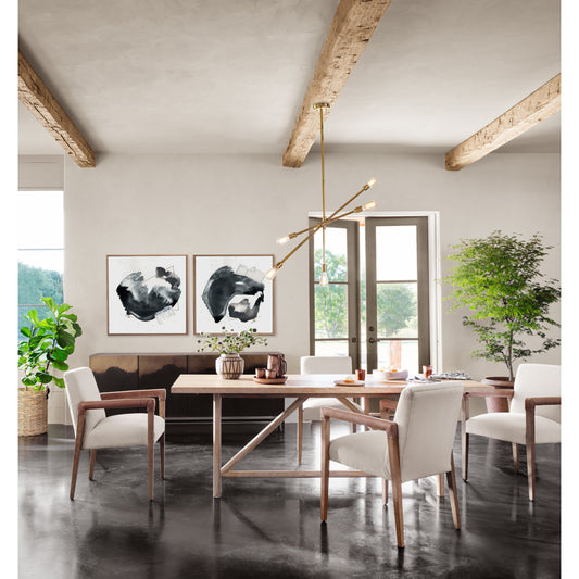 Mika Dining Table by Four Hands in whitewashed oak. Made from oak veneer, solid oak in a modern style.
