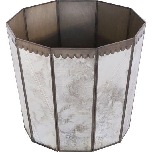 252 Antique Mirror Hex Wastebasket by Worlds Away in mirror and mirror. Made from metal, glass in a eclectic & global style.