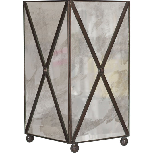 Amc Antique Mirror Xhatch Wastebasket by Worlds Away in mirror and mirror. Made from metal, glass in a modern style.