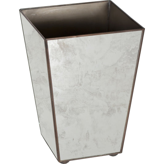 Amp Antique Mirror Wastebasket by Worlds Away in mirror and mirror. Made from metal, glass in a modern style.