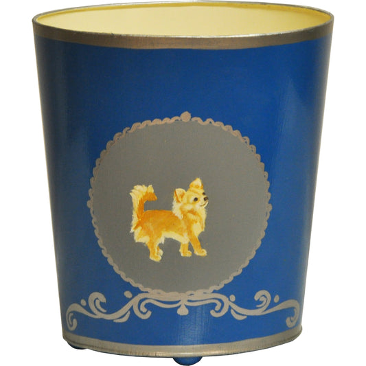 Chihuahua Wastebasket by Worlds Away. Made from metal in a cottage & farmhouse style.