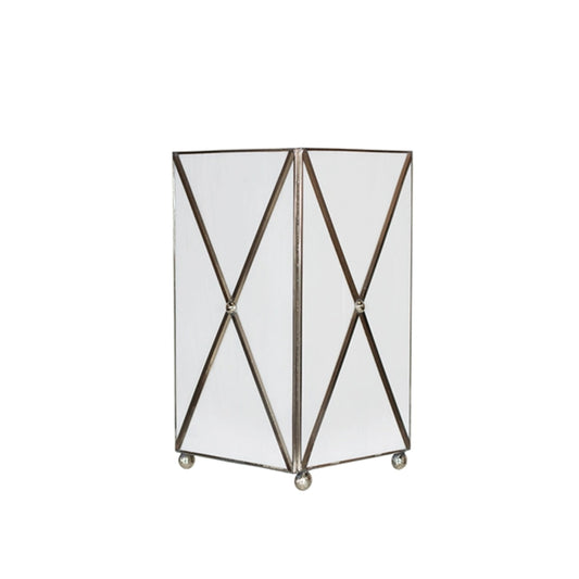 Claro Glass Xhatch Wastebasket by Worlds Away in silver, white and silver, white. Made from metal in a transitional style.