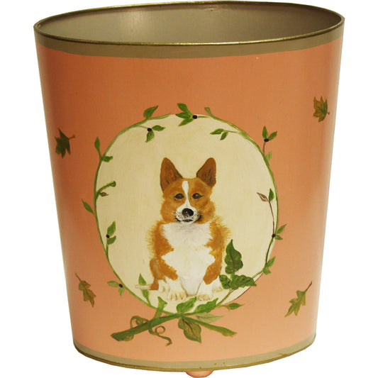 Corgi Wastebasket by Worlds Away. Made from metal in a cottage & farmhouse style.