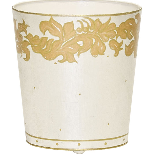 Elegante Wastebasket by Worlds Away in natural. Made from metal in a cottage & farmhouse style.