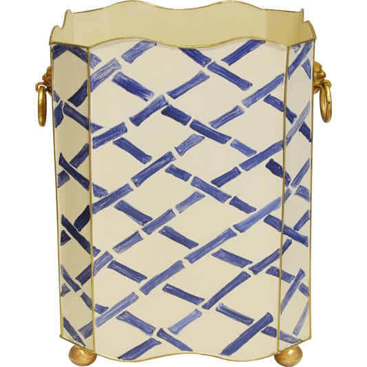 Square Bamboo Wastebasket by Worlds Away. Made from metal in a cottage & farmhouse style.