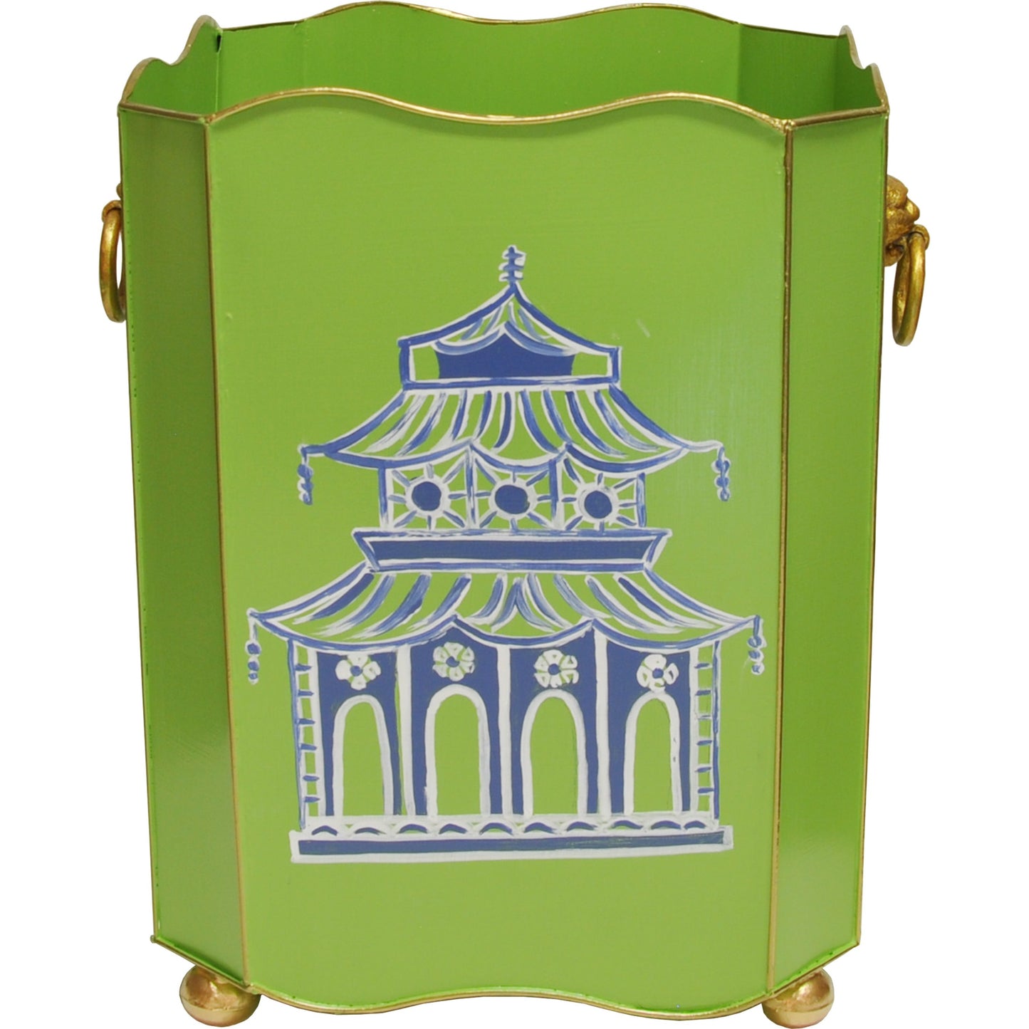 001 SR-842142 | Primary Silo | Square Wastebasket by Worlds Away in green. Made from metal in a eclectic & global style.