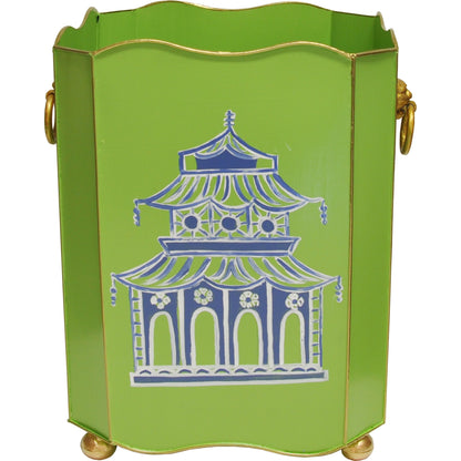 Square Wastebasket by Worlds Away in green. Made from metal in a eclectic & global style.