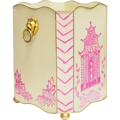 Square Wastebasket by Worlds Away in green. Made from metal in a eclectic & global style.