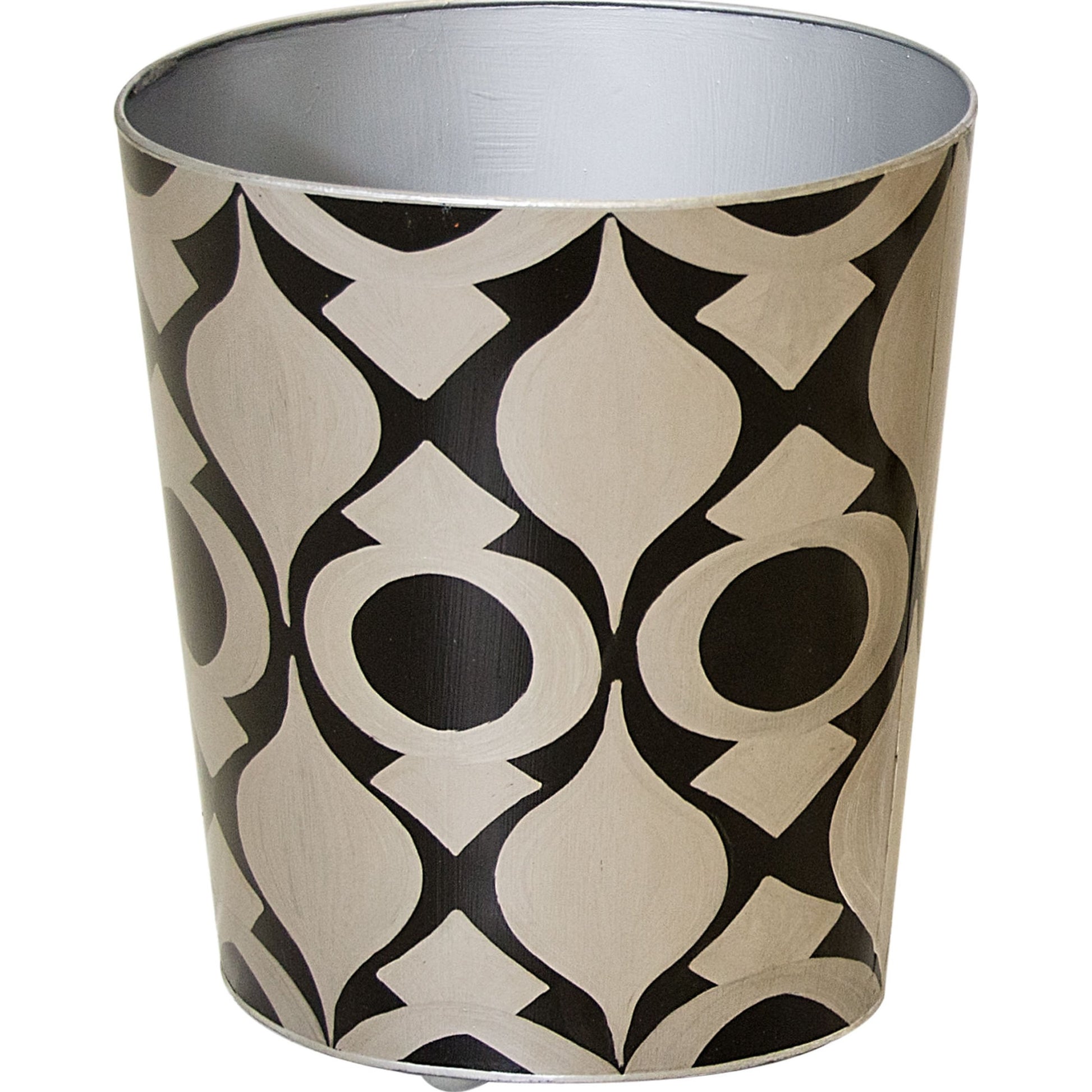 Pea Oval Wastebasket by Worlds Away in blue, off white. Made from unique in a coastal style.