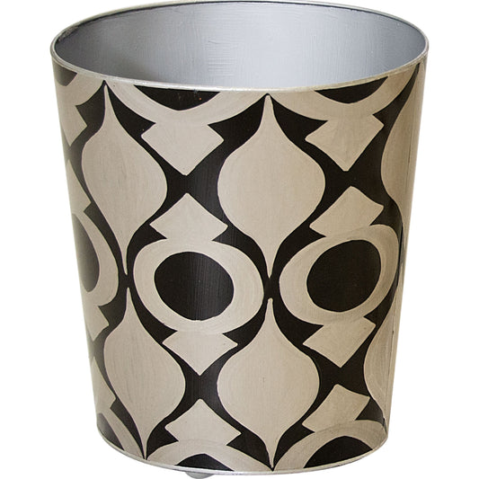 Pea Oval Wastebasket by Worlds Away in blue, off white. Made from unique in a coastal style.