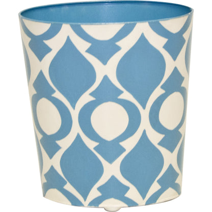 Pea Oval Wastebasket by Worlds Away in blue, off white. Made from unique in a coastal style.