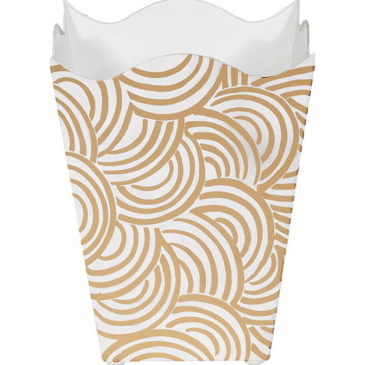 Wave Top Wastebasket by Worlds Away. Made from metal in a eclectic & global style.