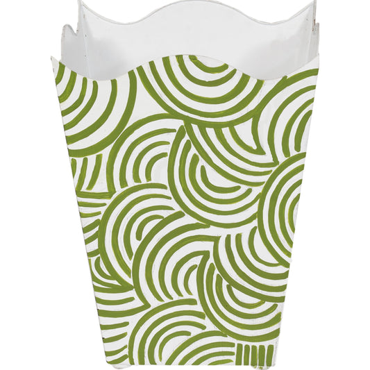 Wave Top Wastebasket by Worlds Away. Made from metal in a eclectic & global style.