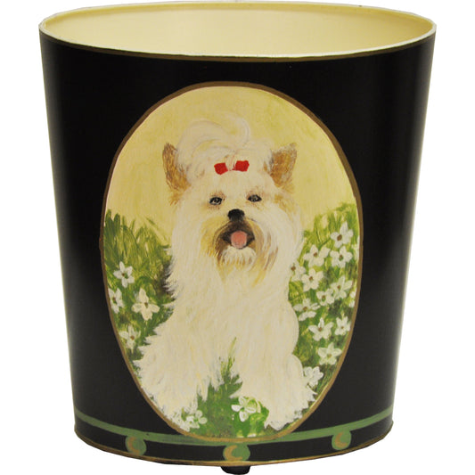 Yorkshire Terrier Wastebasket by Worlds Away. Made from metal in a cottage & farmhouse style.