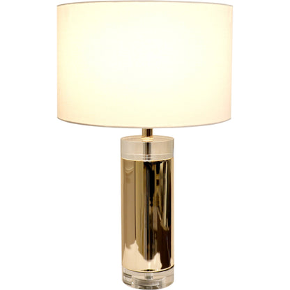 Jupiter Table Lamp by Pasargad Home in gold and gold, clear. Made from glass, steel in a transitional style.
