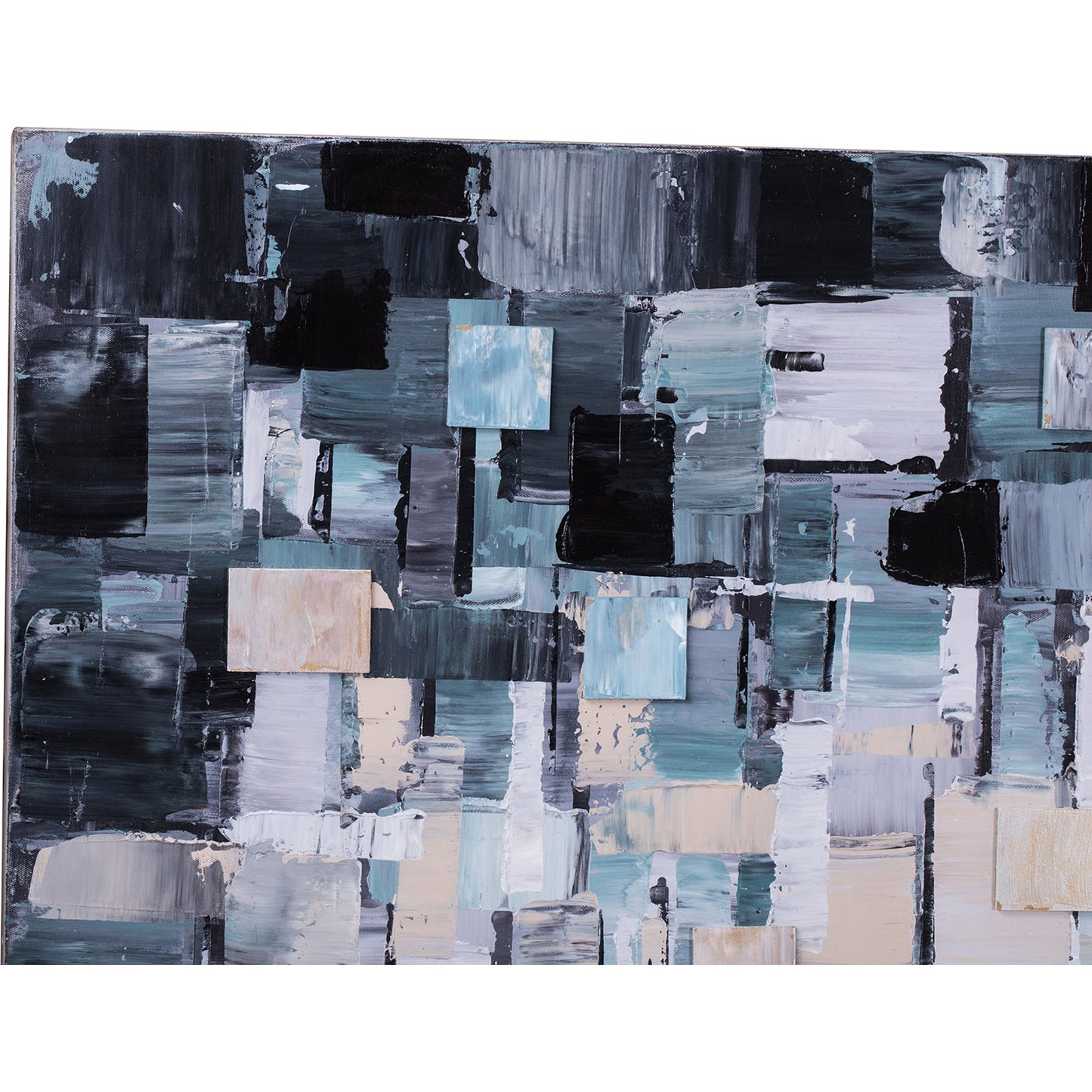 003 S-700305 | Closeup | Segments Wall Decor by Moe's Home Collection in multi. Made from acrylic painting, canvas, wood bar in a modern style.