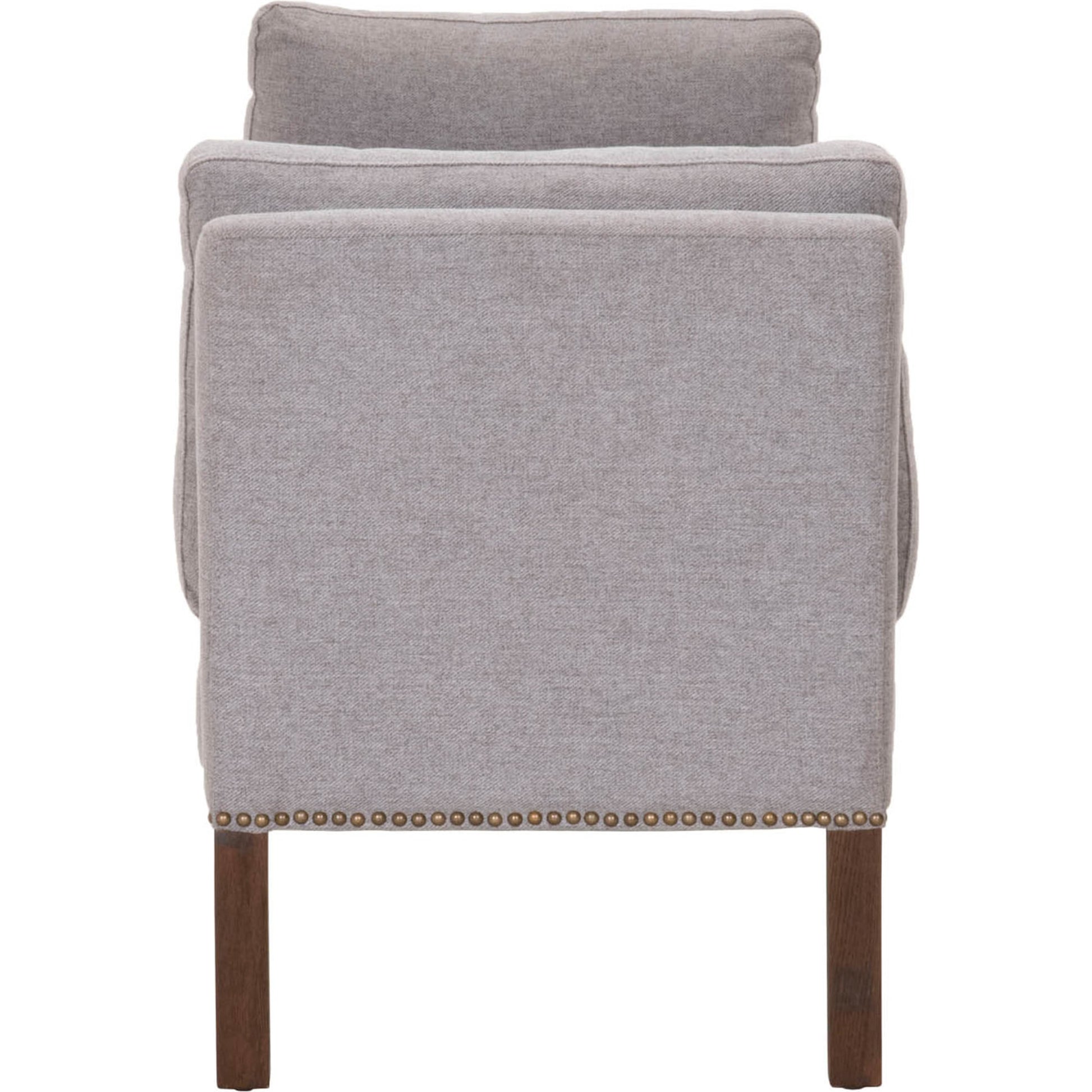 Warner Bench by Essentials For Living in natural gray ash, bisque french linen. Made from solid ash wood, plywood, 50% linen, 50% polyester fabric, foam in a traditional style.