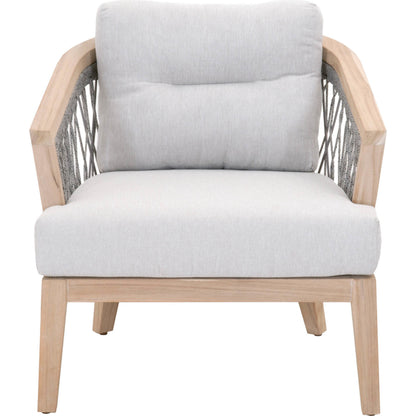 Web Club Chair by Essentials For Living in gray, taupe, white, pumice. Made from solid teak, aluminum, 100% olefin rope, 100% olefin fabric in a coastal style.