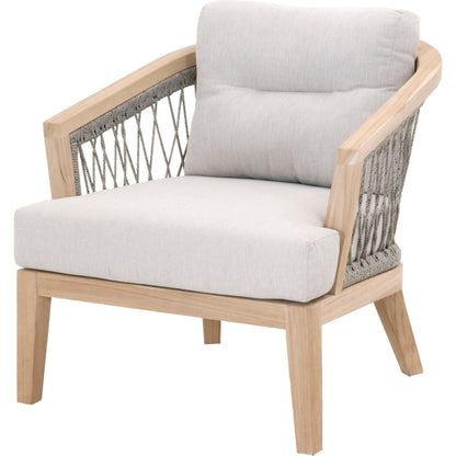 Web Club Chair by Essentials For Living in gray, taupe, white, pumice. Made from solid teak, aluminum, 100% olefin rope, 100% olefin fabric in a coastal style.