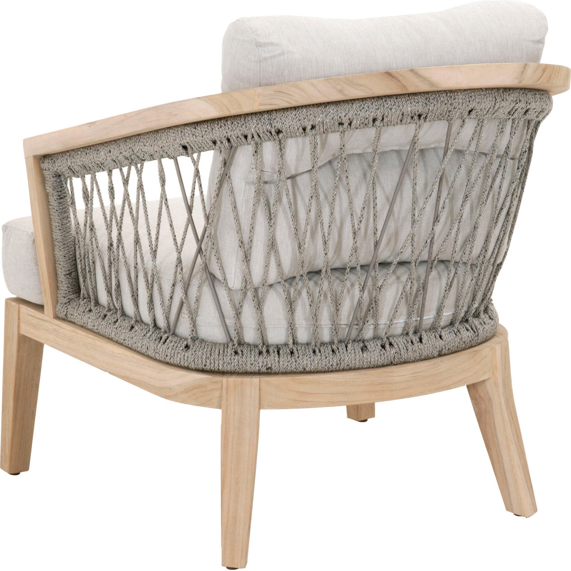 Web Club Chair by Essentials For Living in gray, taupe, white, pumice. Made from solid teak, aluminum, 100% olefin rope, 100% olefin fabric in a coastal style.