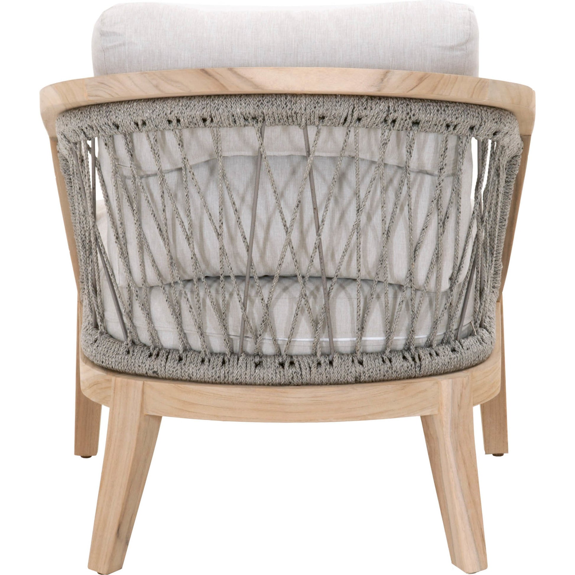 Web Club Chair by Essentials For Living in gray, taupe, white, pumice. Made from solid teak, aluminum, 100% olefin rope, 100% olefin fabric in a coastal style.