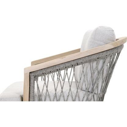 Web Club Chair by Essentials For Living in gray, taupe, white, pumice. Made from solid teak, aluminum, 100% olefin rope, 100% olefin fabric in a coastal style.