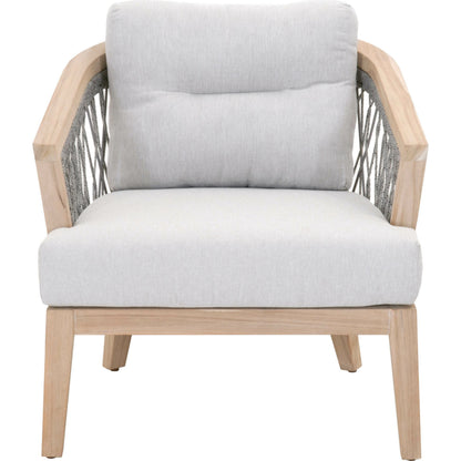 Web Club Chair by Essentials For Living in gray, taupe, white, pumice. Made from solid teak, aluminum, 100% olefin rope, 100% olefin fabric in a coastal style.