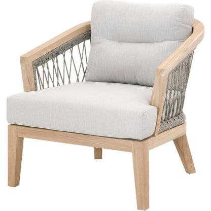Web Club Chair by Essentials For Living in gray, taupe, white, pumice. Made from solid teak, aluminum, 100% olefin rope, 100% olefin fabric in a coastal style.