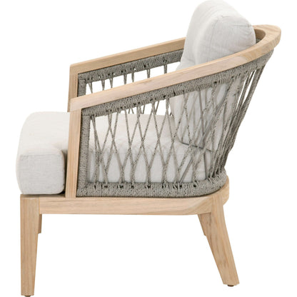 Web Club Chair by Essentials For Living in gray, taupe, white, pumice. Made from solid teak, aluminum, 100% olefin rope, 100% olefin fabric in a coastal style.
