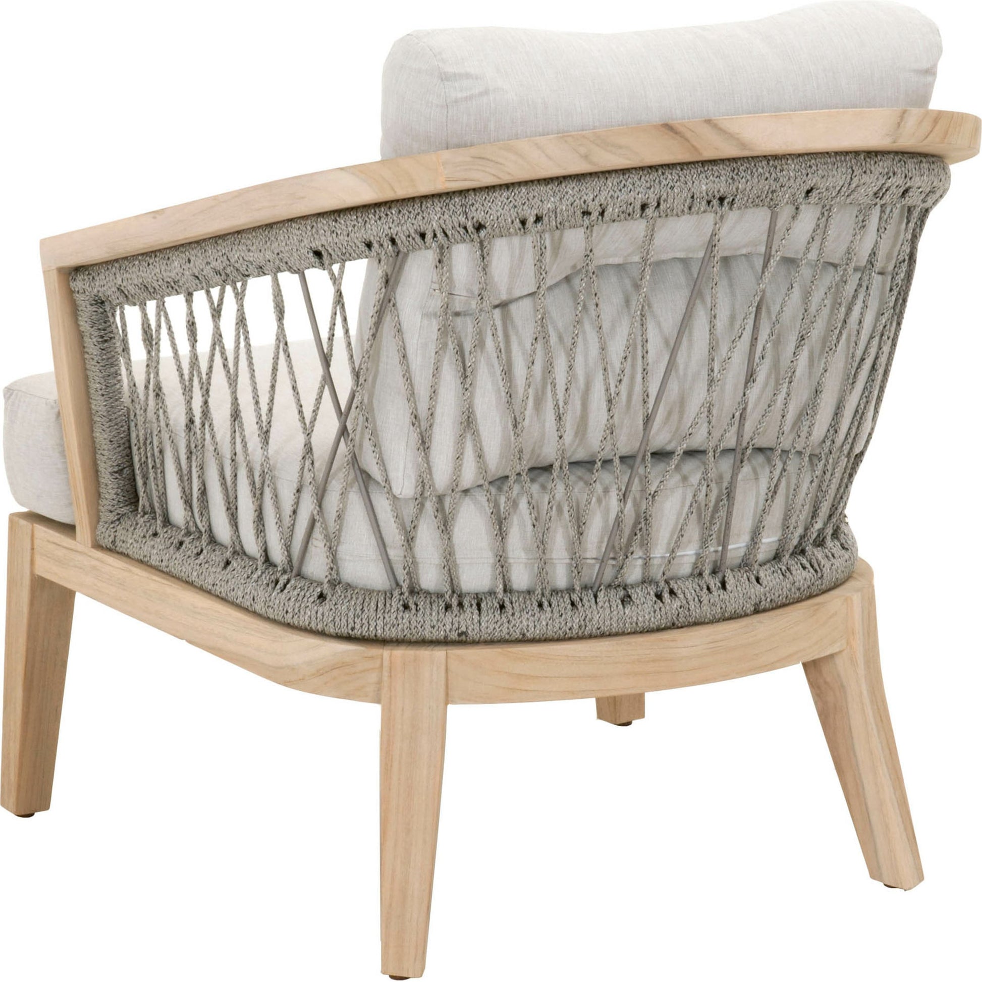 Web Club Chair by Essentials For Living in gray, taupe, white, pumice. Made from solid teak, aluminum, 100% olefin rope, 100% olefin fabric in a coastal style.