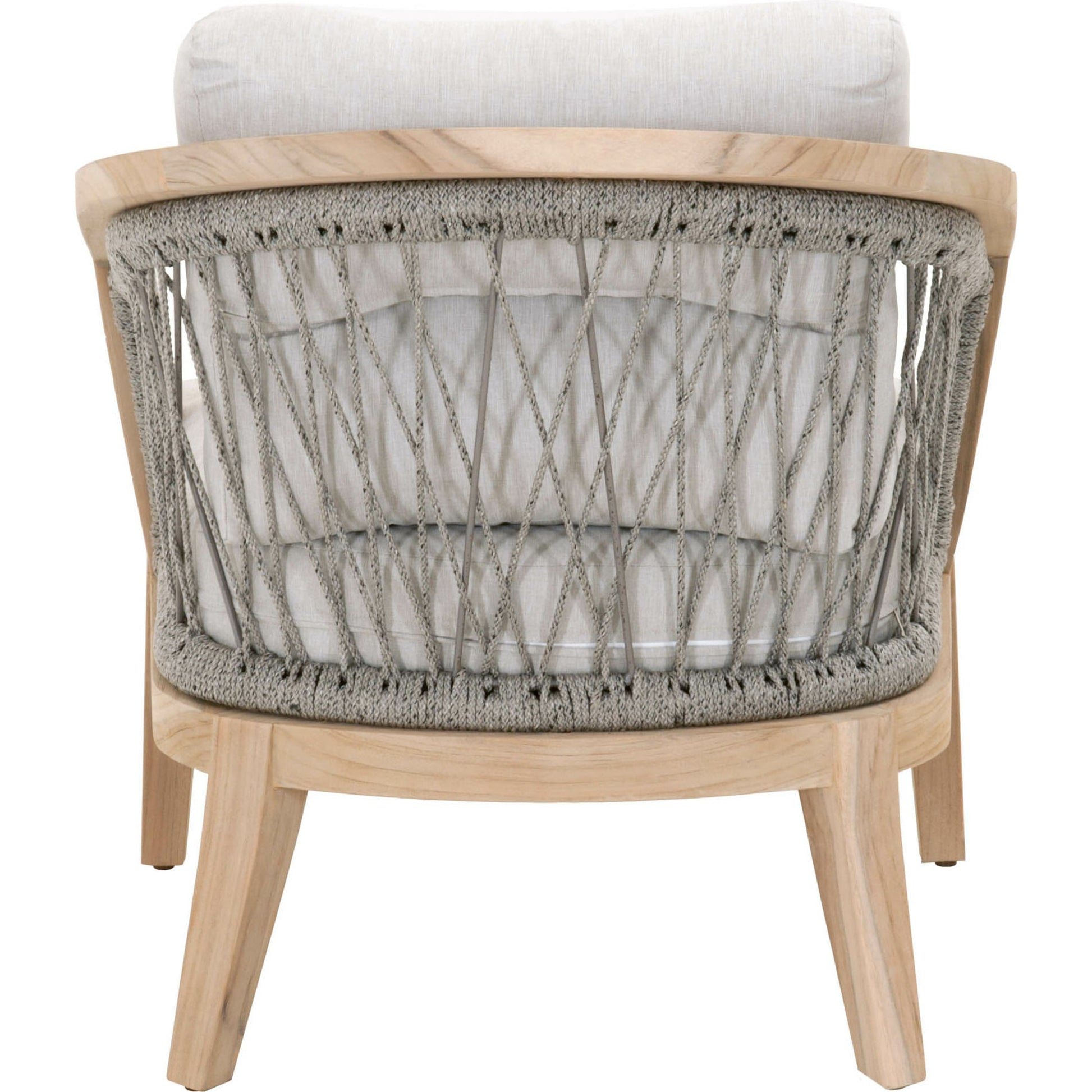 Web Club Chair by Essentials For Living in gray, taupe, white, pumice. Made from solid teak, aluminum, 100% olefin rope, 100% olefin fabric in a coastal style.