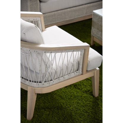 Web Club Chair by Essentials For Living in gray, taupe, white, pumice. Made from solid teak, aluminum, 100% olefin rope, 100% olefin fabric in a coastal style.