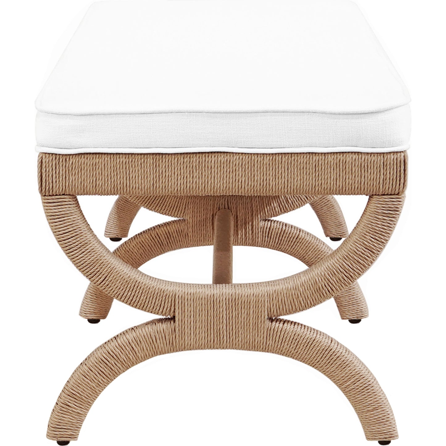 002 SI-1966104 | Closeup | Xanadu Bench by Worlds Away in white. Made from unique in a coastal style.