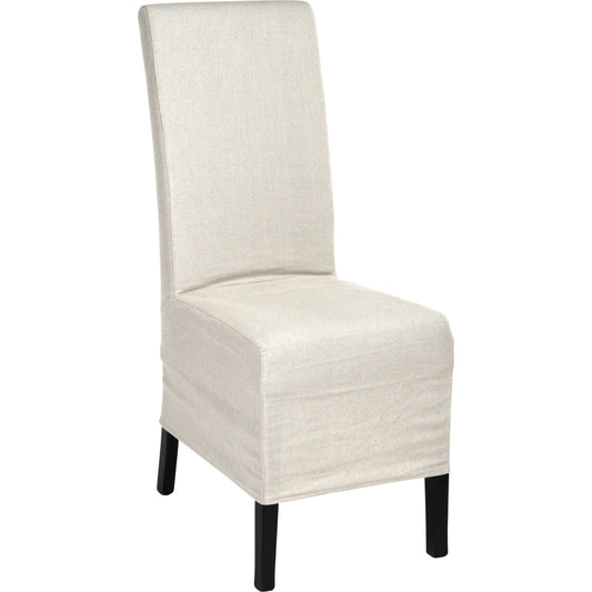 Evan Dining Chair by Zentique in natural linen and recycled wood. Made from recycled wood in a modern style.
