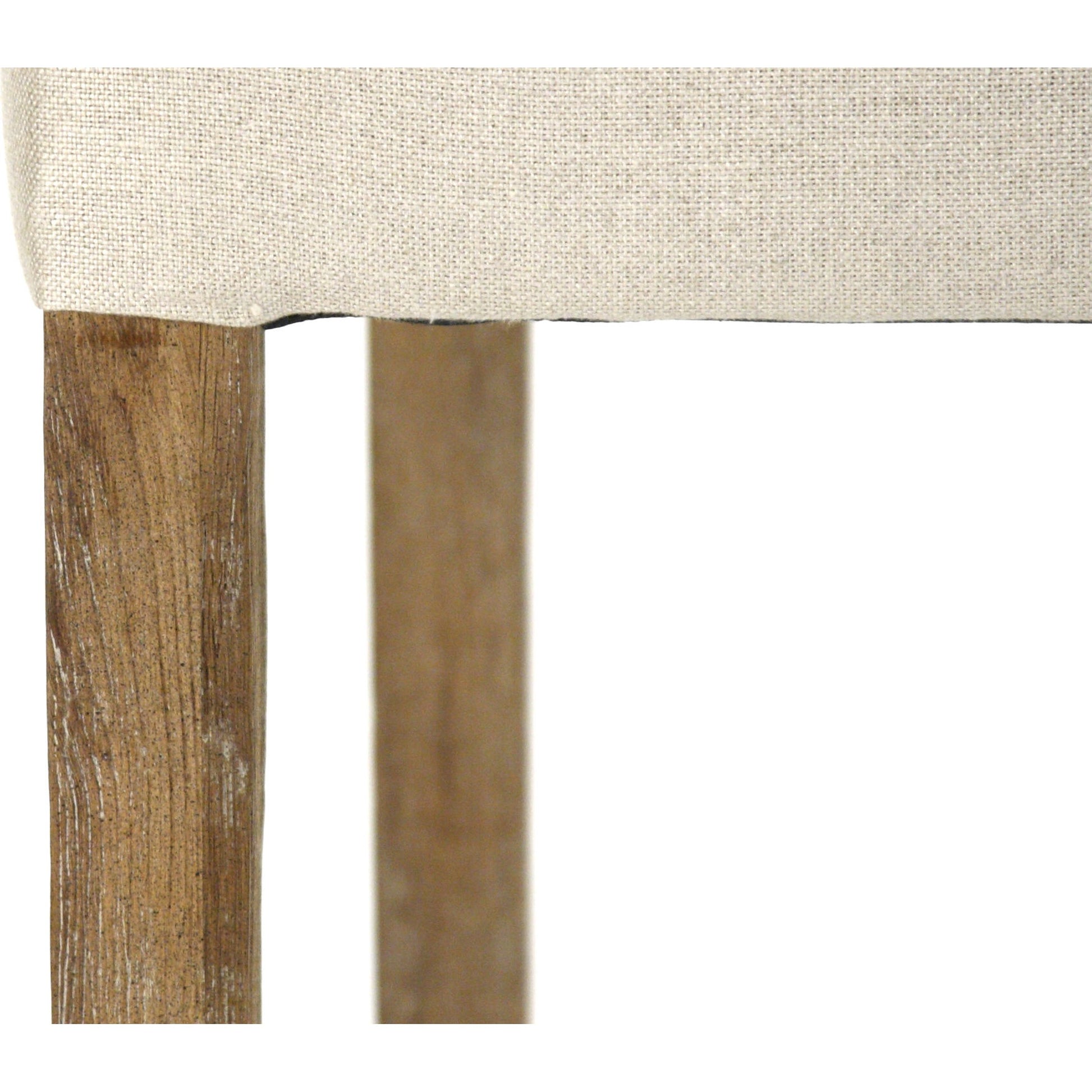 Barrois Tufted Arm Chair by Zentique in limed gray oak. Made from limed grey oak in a traditional style.