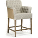 Barrois Tufted Arm Chair by Zentique in limed gray oak. Made from limed grey oak in a traditional style.