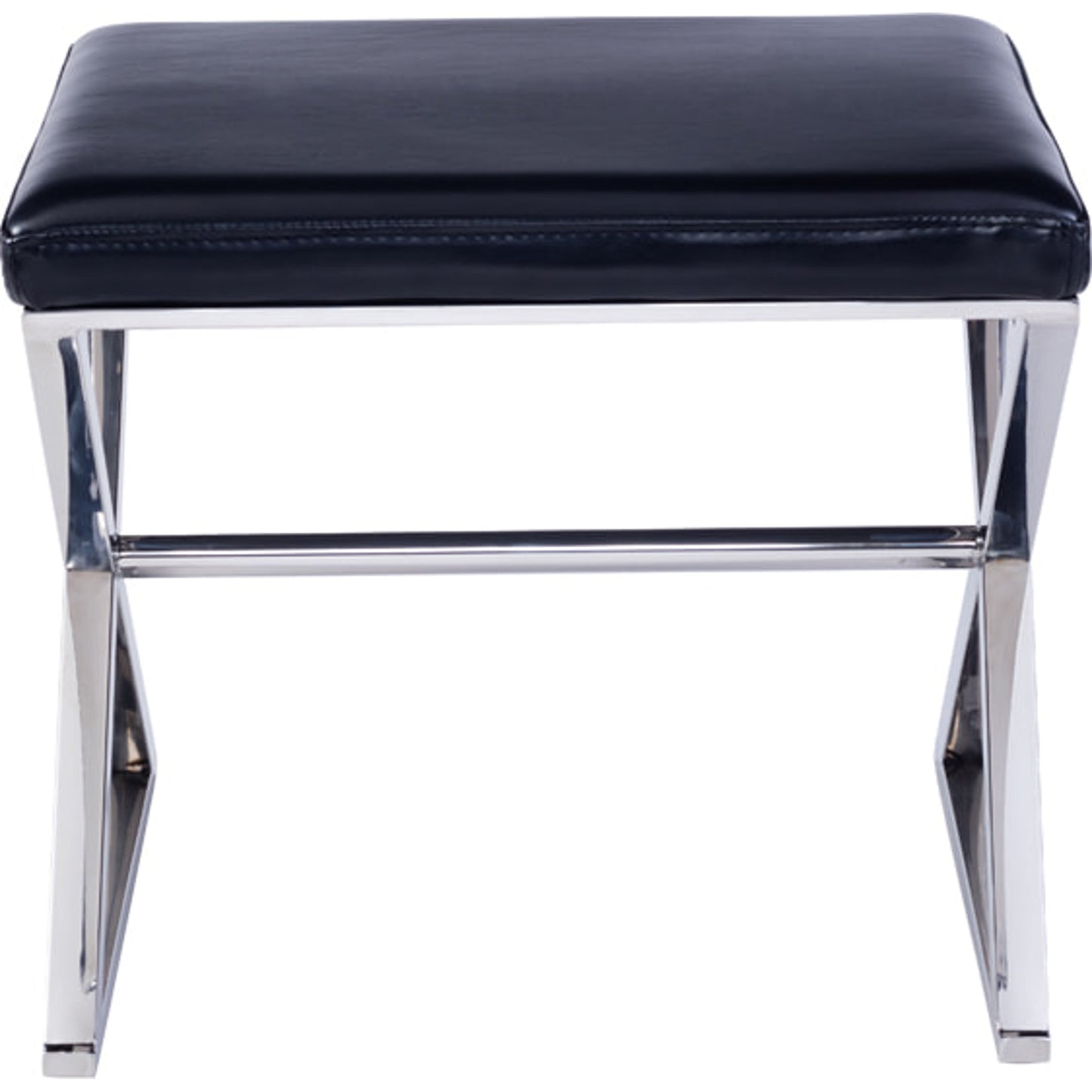 004 SR-766504 | Additional Silo | Luxe Footstool by Pasargad Home in chrome. Made from faux leather in a modern style.
