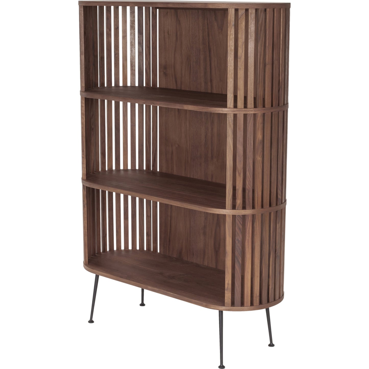 005 SR-866754 | Additional Silo | Henrich Bookshelf by Moe's Home Collection in oil. Made from solid wanut, walnut veneer shelves, steel legs in a modern style.