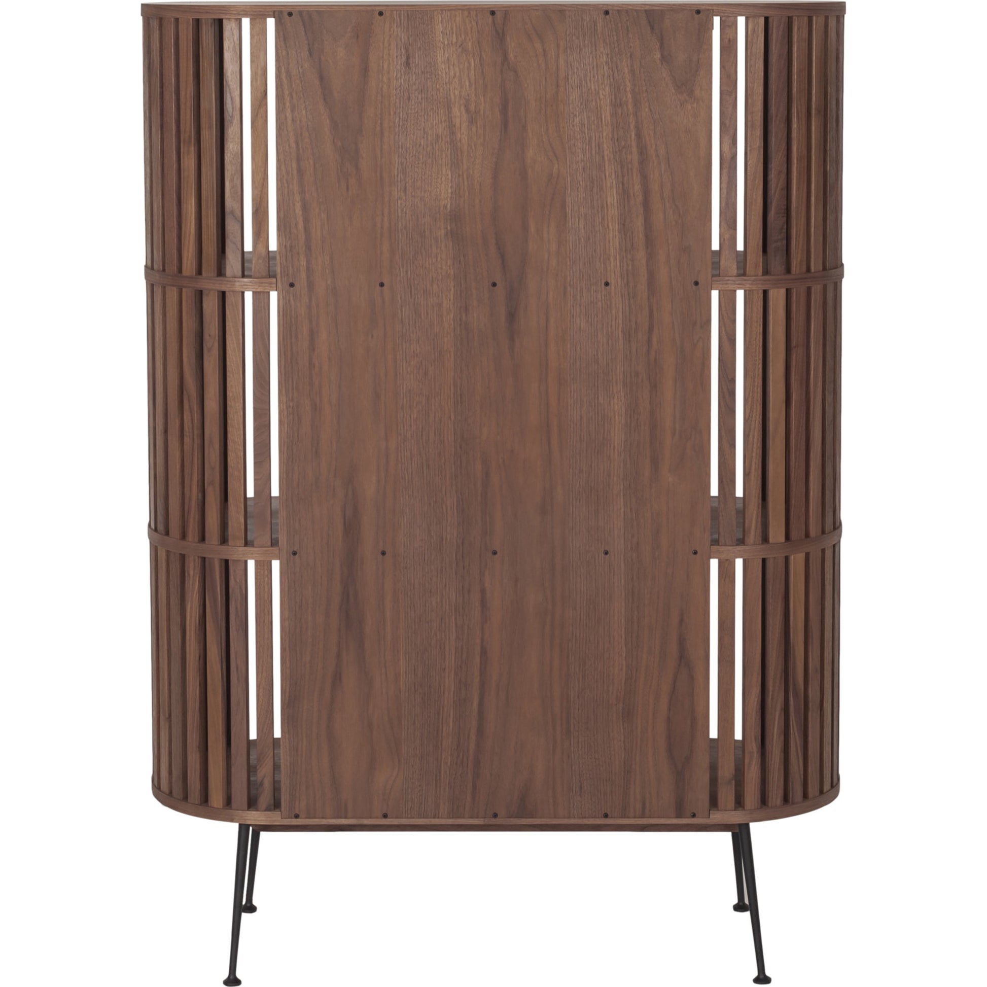 Henrich Bookshelf by Moe's Home Collection in oil. Made from solid wanut, walnut veneer shelves, steel legs in a modern style.