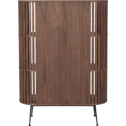 Henrich Bookshelf by Moe's Home Collection in oil. Made from solid wanut, walnut veneer shelves, steel legs in a modern style.