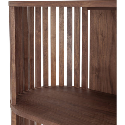 Henrich Bookshelf by Moe's Home Collection in oil. Made from solid wanut, walnut veneer shelves, steel legs in a modern style.