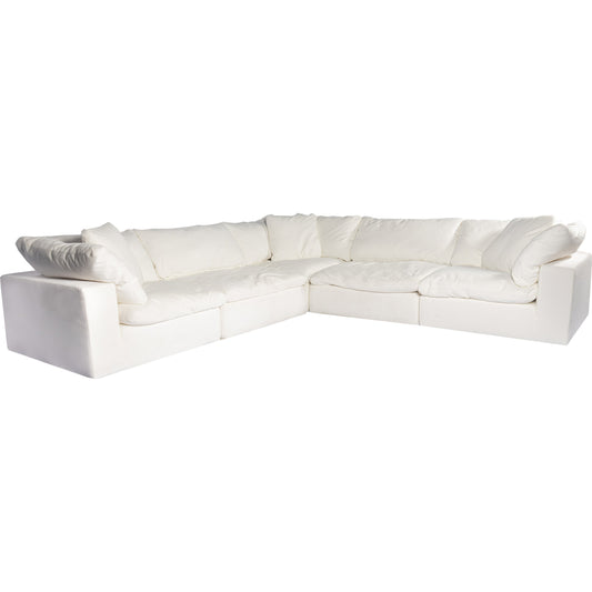 Clay Classic L Modular Sectional by Moe's Home Collection. Made from 100% polyester livesmart stain resistant fabric, feather-fiber blend channeled, plywood frame, 50% feather-fiber blend channeled, 50% feather, fibre blen