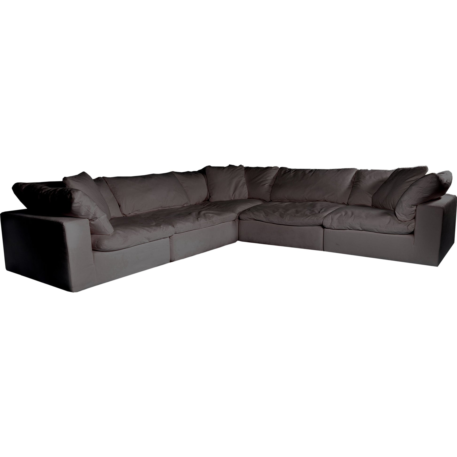 Clay Classic L Modular Sectional by Moe's Home Collection. Made from 100% polyester livesmart stain resistant fabric, feather-fiber blend channeled, plywood frame, 50% feather-fiber blend channeled, 50% feather, fibre blend c