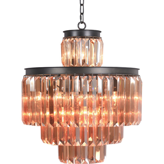 4-Tier Rustic Crystal Chandelier by Zentique. Made from iron, crystal in a traditional style.