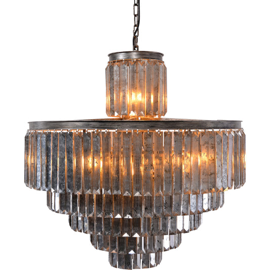 4-Tier Rustic Crystal Chandelier by Zentique. Made from iron, crystal in a traditional style.