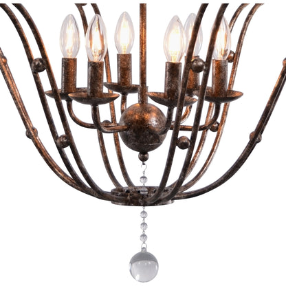 Rustic Metal Chandelier by Zentique in distressed bronze and iron, glass. Made from iron, glass in a cottage & farmhouse style.