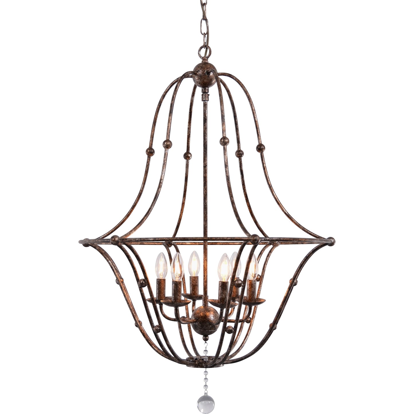 001 S-338268 | Primary Silo | Rustic Metal Chandelier by Zentique in distressed bronze and iron, glass. Made from iron, glass in a cottage & farmhouse style.